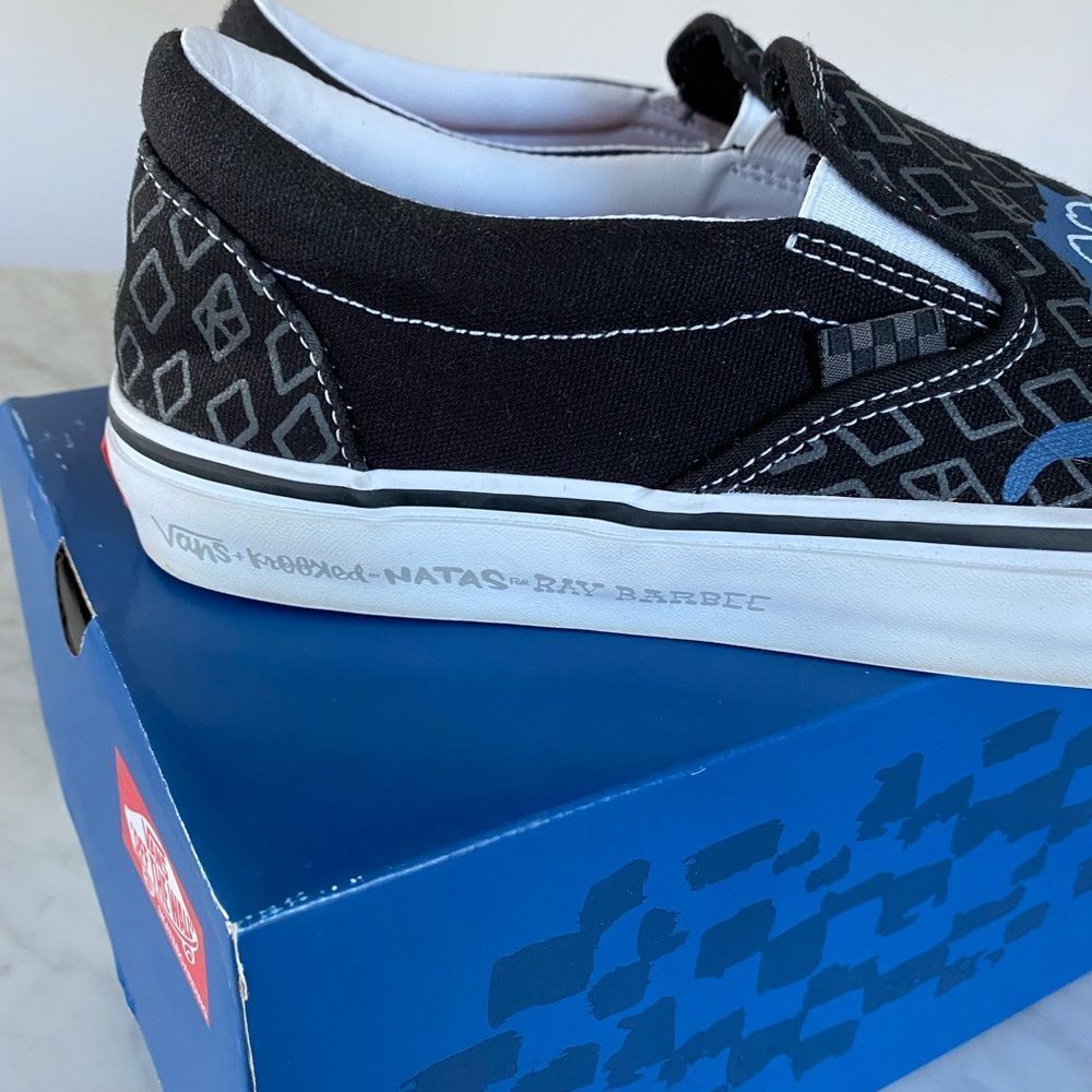 Vans X Krooked Natas Skate Slip On Skateboard Shoes VN0A5FCAAPM MEN'S Size 10 - Picture 3 of 7
